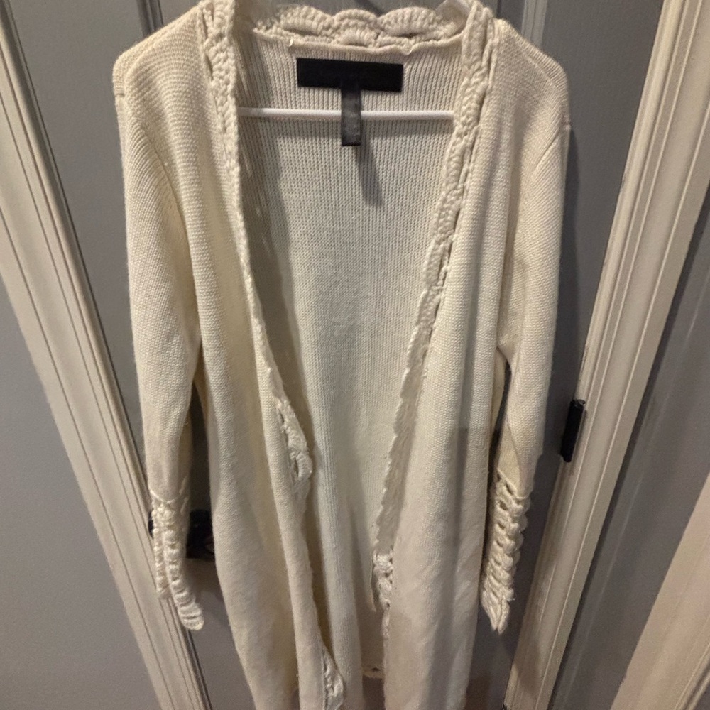 Apostrophe Cream Open-Front Cardigan